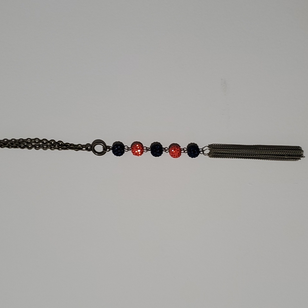 Women's Bronze Orange and Blue Beaded necklace